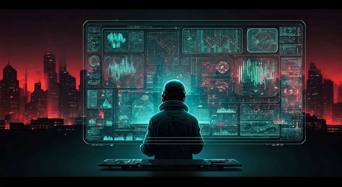 Create an image in the style of Syd Mead and Jean Giraud, blending futuristic and cyberpunk elements, depicting a person analyzing complex data on a holographic display, with a cityscape in the background, incorporating vibrant colors and intricate details, reminiscent of concept art from Blade Runner and Ghost in the Shell. Create an image in the style of Syd Mead and Jean Giraud, blending futuristic and cyberpunk elements, depicting a person analyzing complex data on a holographic display, with a cityscape in the background, incorporating vibrant colors and intricate details, reminiscent of concept art from Blade Runner and Ghost in the Shell.