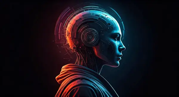 Create an image that captures the essence of Artificial Behavior Intelligence, depicting a harmonious blend of human and machine, with futuristic elements and a vibrant color palette, inspired by the works of Syd Mead and the cinematic style of 'Blade Runner', with a dash of optimism and futurism reminiscent of 'Minority Report'. Create an image that captures the essence of Artificial Behavior Intelligence, depicting a harmonious blend of human and machine, with futuristic elements and a vibrant color palette, inspired by the works of Syd Mead and the cinematic style of 'Blade Runner', with a dash of optimism and futurism reminiscent of 'Minority Report'.